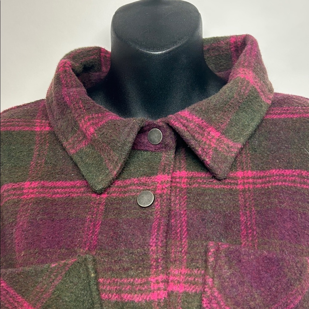 Ashley By 26 International Plaid Utility Jacket - Pink and Green xl - Picture 2 of 6